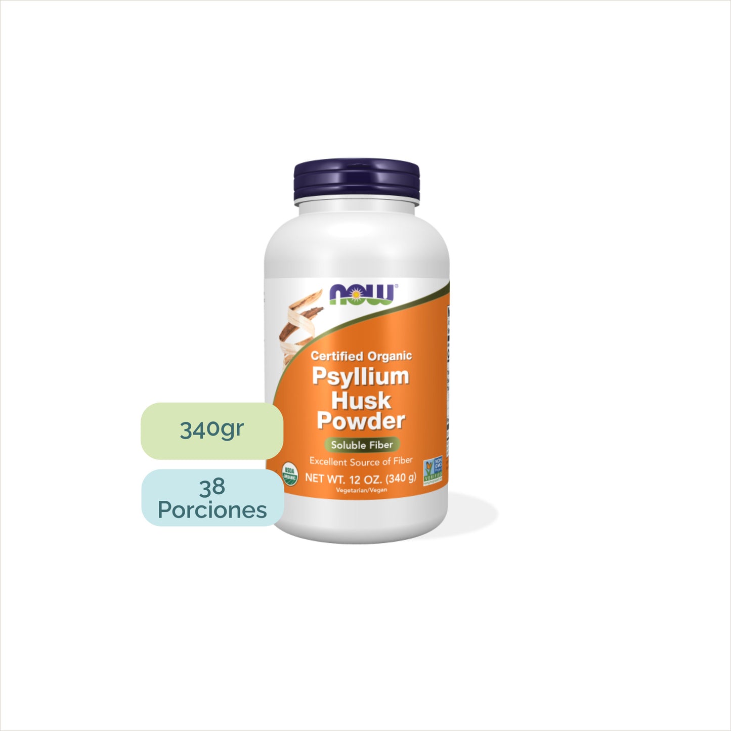 Envase de fibra de psyllium certificada orgánica para digestión