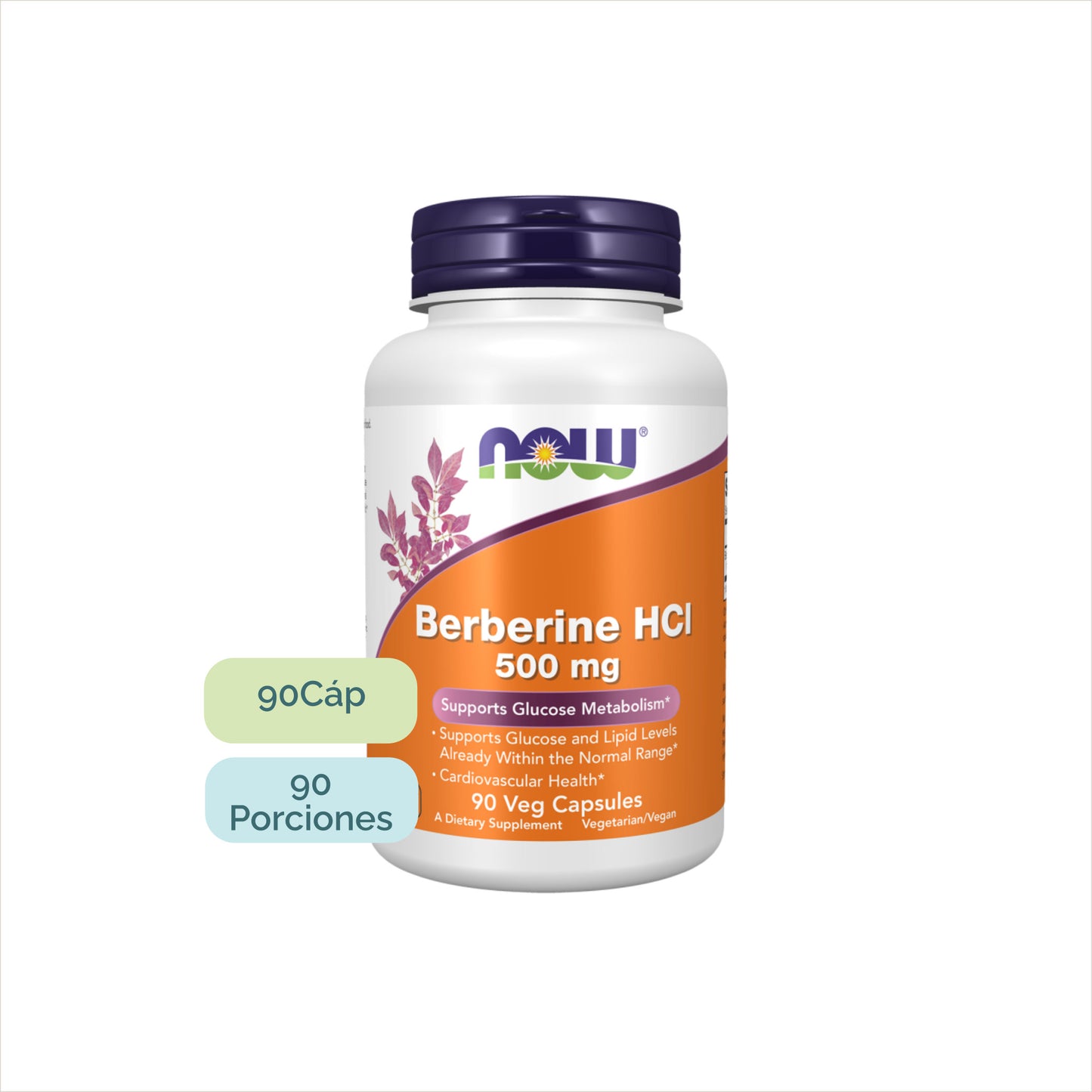 NOW Berberina HCl potencia verificada 100% suplemento metabólico