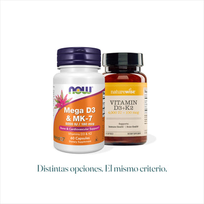 Colecalciferol con vitamina K2 MK-7 — dos opciones, un mismo objetivo: huesos y corazón