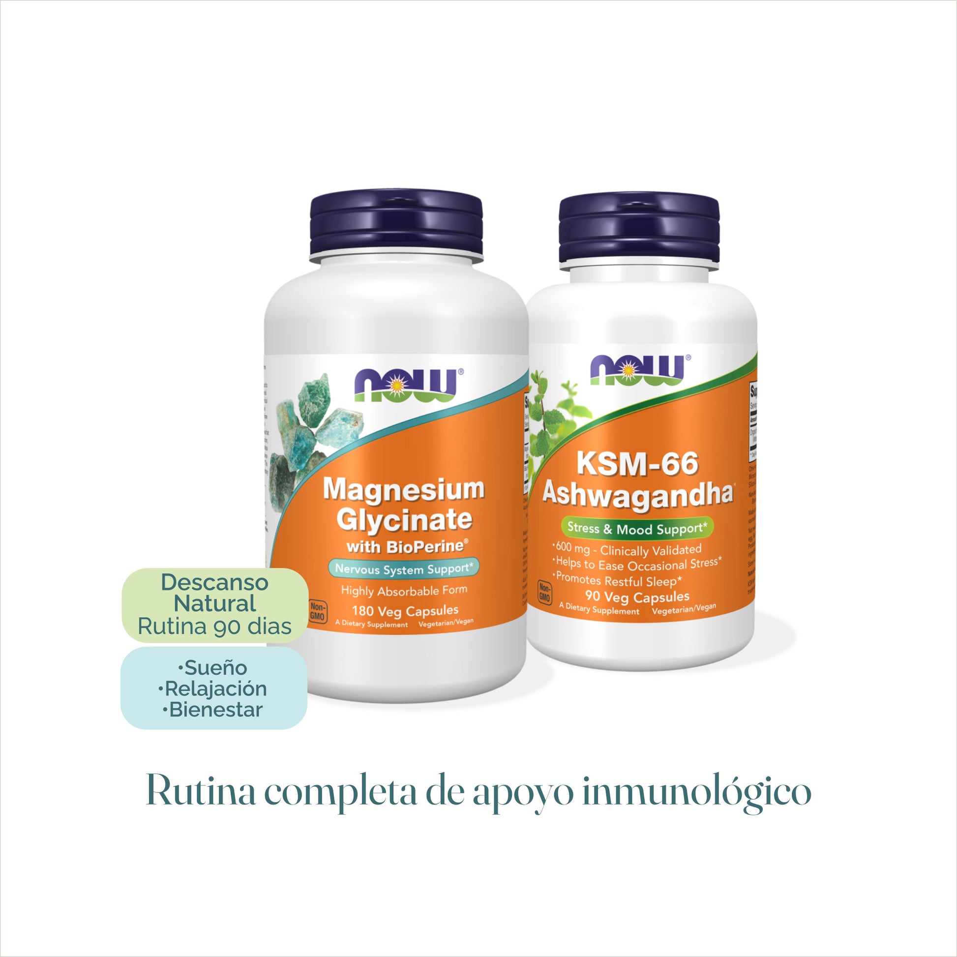 Combo Descanso Natural para sueño, relajación y bienestar diario. Rutina completa de 60 días para apoyar el descanso y el equilibrio frente al estrés cotidiano.