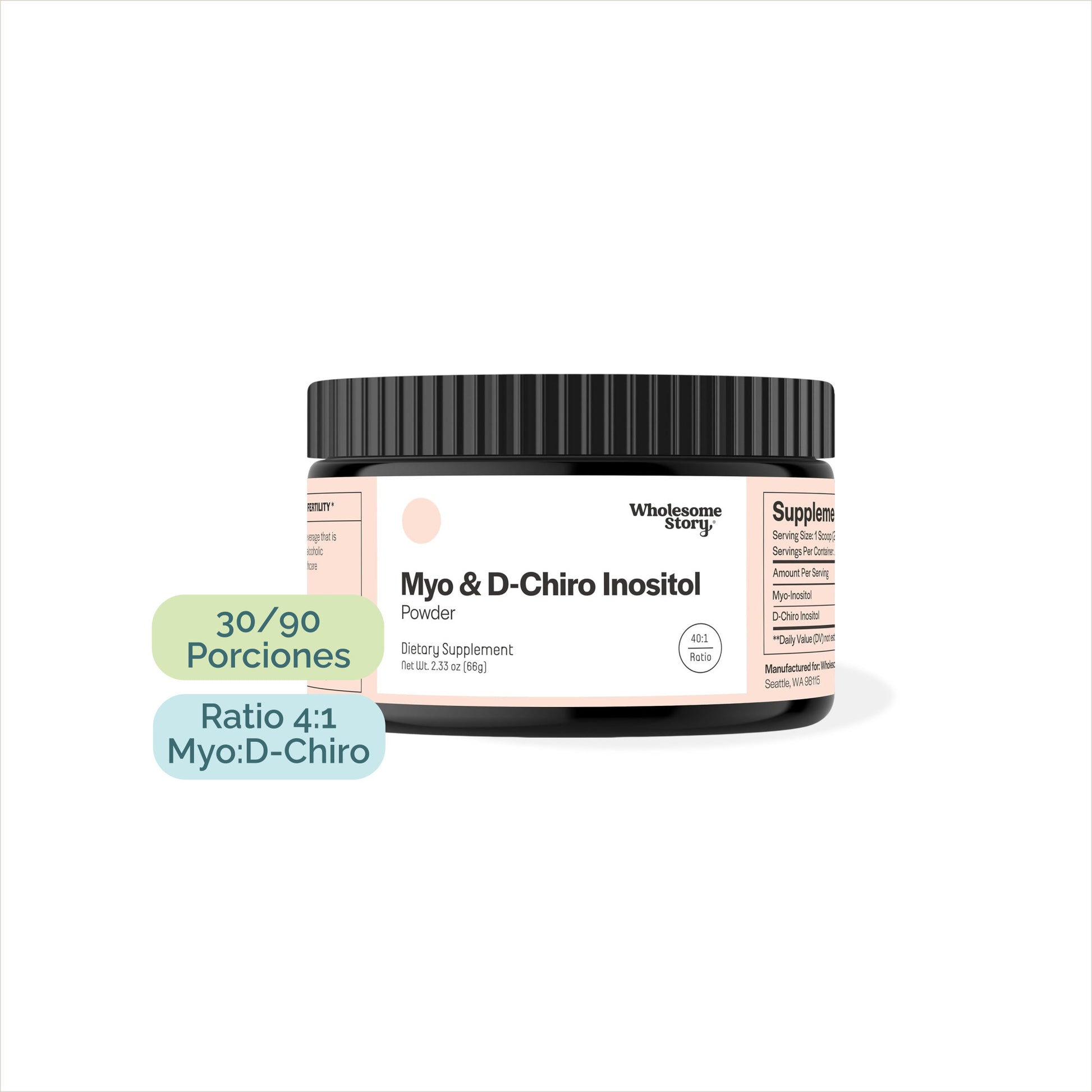 Producto para apoyo hormonal femenino con Myo-Inositol y D-Chiro-Inositol. Wholesome Story