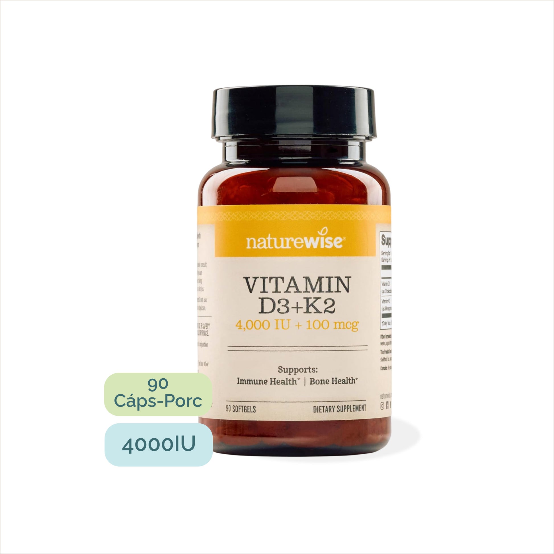 Vitamina D3 4000 UI + K2 MK-7 100 mcg — fórmula con verificación por terceros para huesos y corazón
