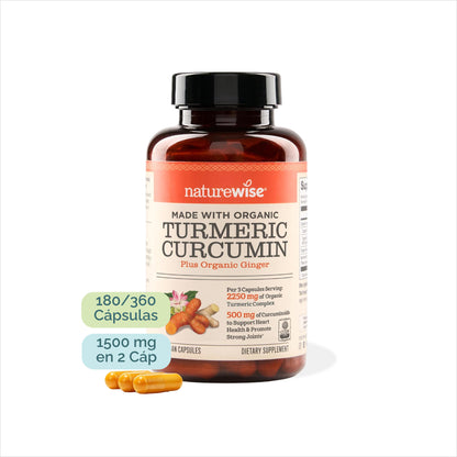 Producto de cúrcuma estandarizada 2250mg con absorción potenciada, NatureWise