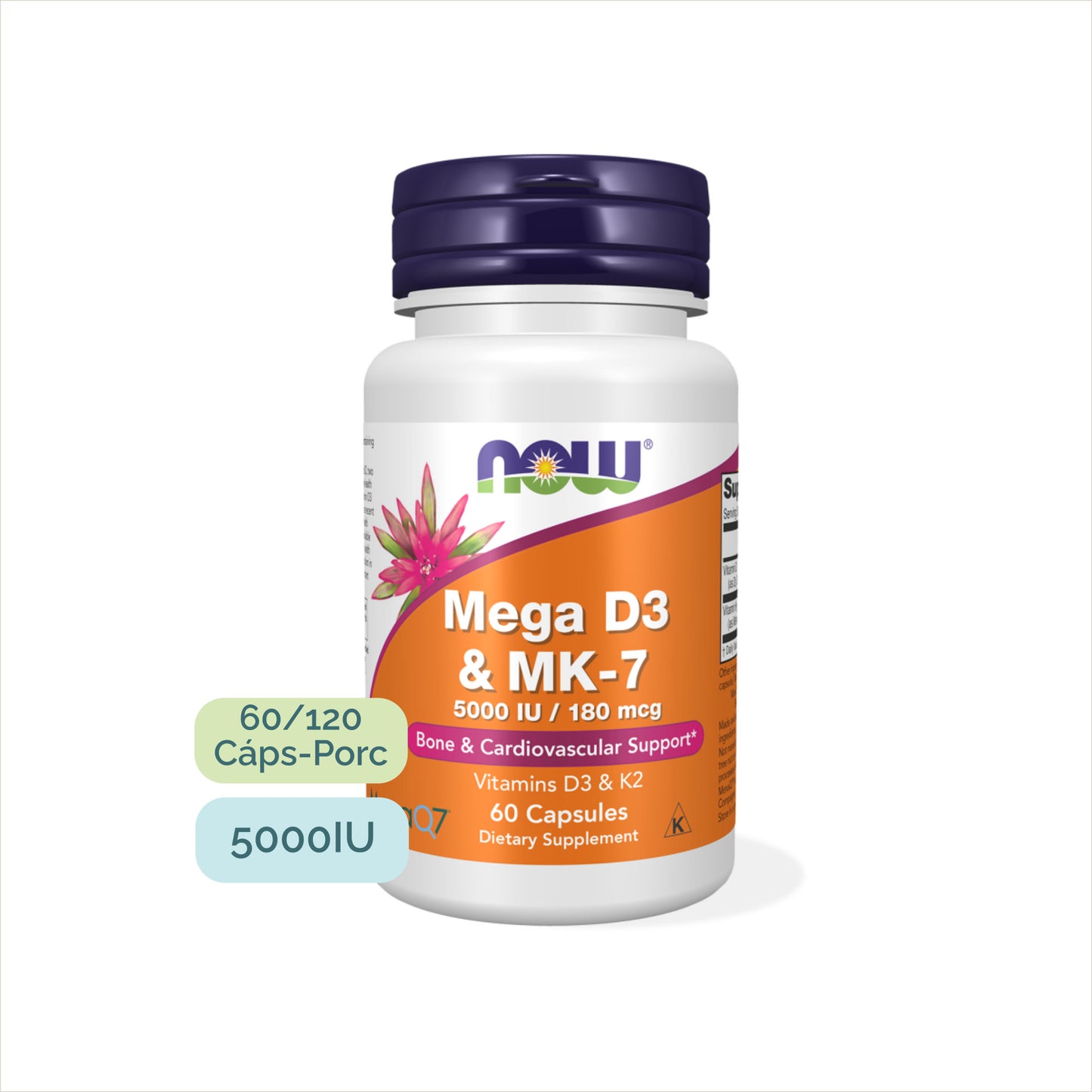 Suplemento D3 K2 de alta dosis — vitaminas liposolubles para huesos y corazón