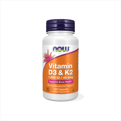 Frasco de Vitamina D3 más K2 MK-4, 120 cápsulas