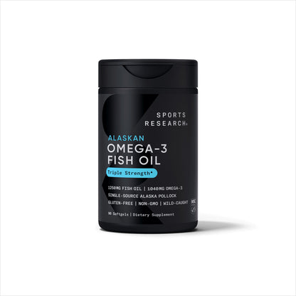 Frasco de Sports Research Omega 3 Fish Oil 1250mg en forma de triglicéridos