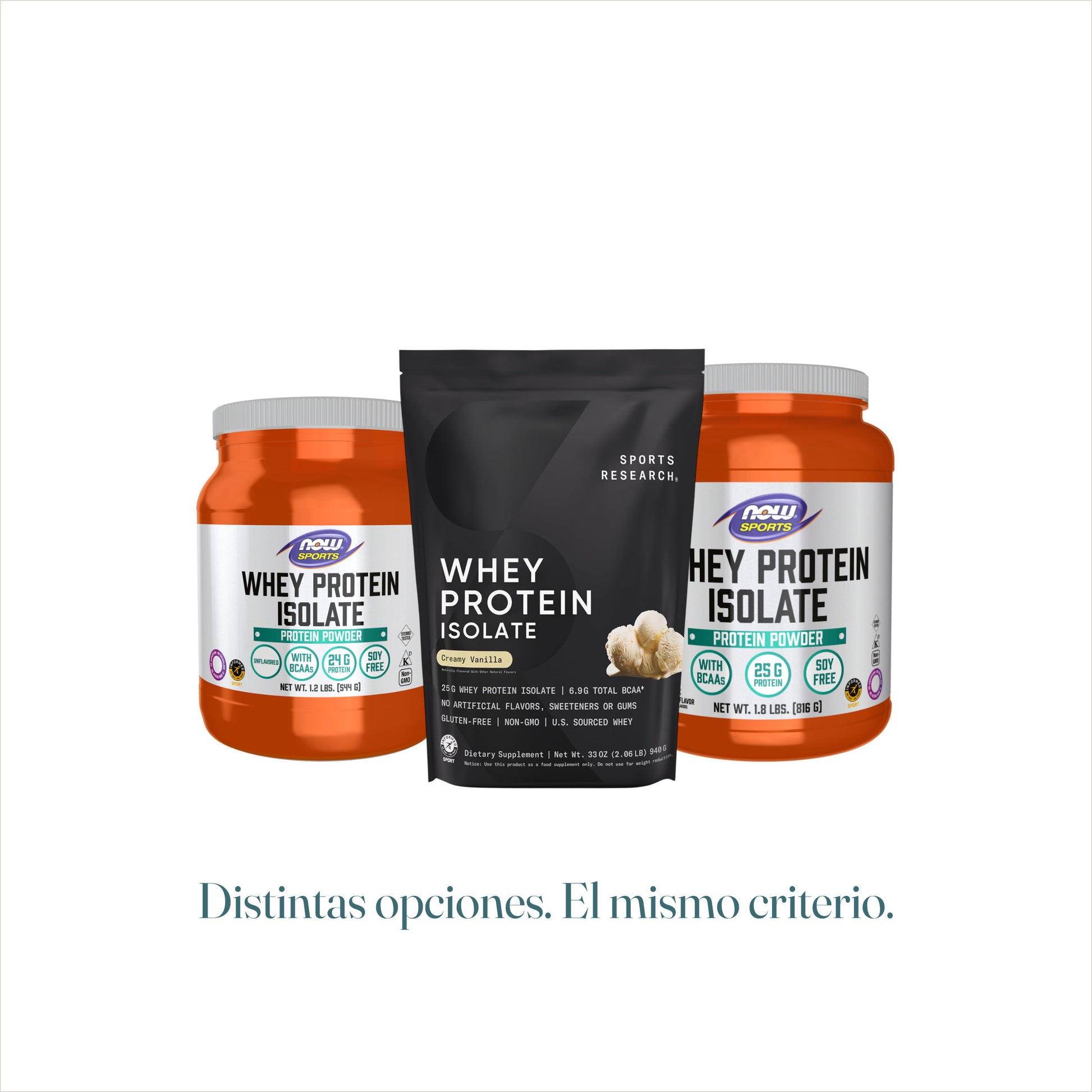 Línea de proteína whey isolate, sabores y presentaciones